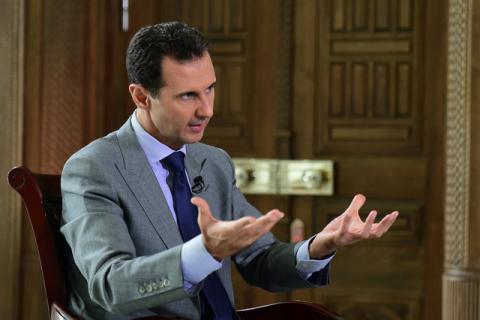 Syria's President Bashar al-Assad speaks during an interview with Russian tabloid Komsomolskaya Pravda, in this handout picture provided by SANA on October 14, 2016. PHOTO BY REUTERS/SANA
