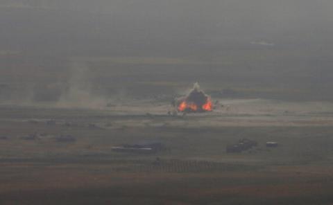 A car bomb attack is seen in the east of Mosul during clashes with Islamic State militants, Iraq, October 17, 2016. PHOTO BY REUTERS/Azad Lashkari