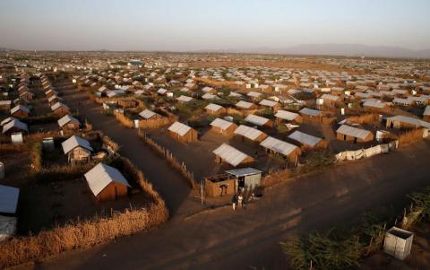 An aerial view shows recently constructed houses at the Kakuma refugee camp in Turkana county, northwest of Nairobi, Kenya, January 31, 2018. REUTERS/Thomas Mukoya