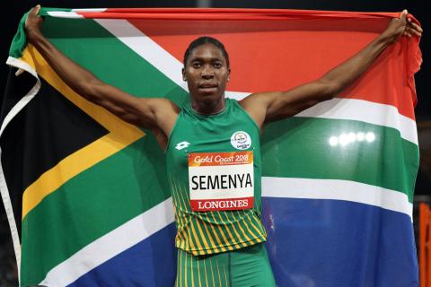 Caster Semenya of South Africa celebrates victory. PHOTO BY REUTERS/Athit Perawongmetha