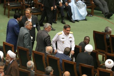Ali Shamkhani, Secretary of Supreme National Security Council of Iran, attends the swearing-in ceremony for Iranian president Hassan Rouhani for a further term, at the parliament in Tehran, Iran, August 5, 2017. PHOTO BY RUTERS/Nazanin Tabatabaee Yazdi/TIMA