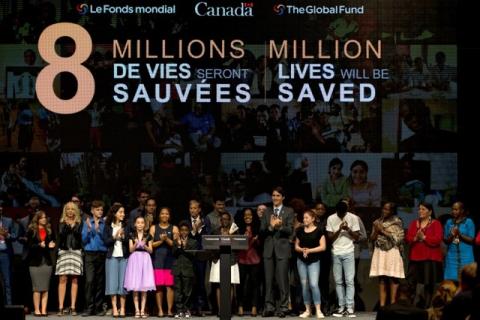 Canada's Prime Minister Justin Trudeau makes closing remarks to the Fifth Replenishment Conference of the Global Fund to Fight AIDS, Tuberculosis, and Malaria in Montreal, Quebec, Canada, September 17, 2016. PHOTO BY REUTERS/Christinne Muschi