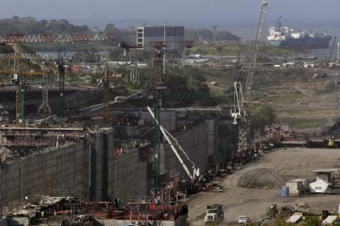 A view of the construction site of the Panama Canal Expansion project on the outskirts of Colon City