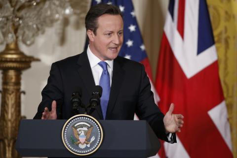 British Prime Minister David Cameron addresses a joint news conference with U.S. President Barack Obama (Not Pictured) at the White House in Washington, January 16, 2015. PHOTO BY REUTERS/Larry Downing