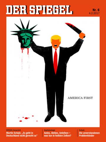 U. S. President Donald Trump is depicted beheading the Statue of Liberty in this illustration on the cover of the latest issue of German news magazine Der Spiegel. PHOTO BY REUTERS/Spiegel