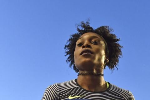 Elaine Thompson of Jamaica reacts after winning the women's100m event in King Baudouin stadium, Brussels, Belgium, September 9, 2016. PHOTO BY REUTERS/Eric Vidal