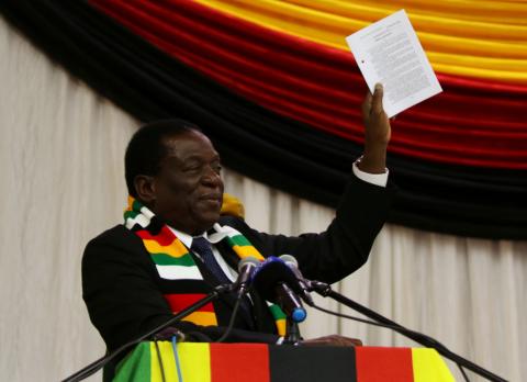 Zimbabwe President Emmerson Mnangagwa announces the date for the general elections in Harare, Zimbabwe, May 30, 2018. PHOTO BY REUTERS/Philimon Bulawayo