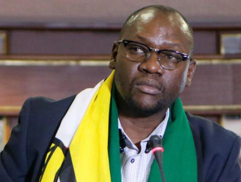 Pastor Evan Mawarire, who launched the movement #ThisFlag, to get Zimbabweans to rally round the national flag and speak out against Mugabe policies, is seen at a press conference in Harare, Zimbabwe, June 16, 2016. PHOTO BY REUTERS/Philimon Bulawayo