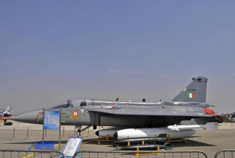 An Indian Air Force (IAF) light combat aircraft "Tejas" taxies on the tarmac during the "Aero India 2015" air show at Yelahanka air base in Bengaluru, February 19, 2015. PHOTO BY REUTERS/Abhishek N. Chinnappa
