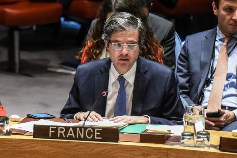 French Ambassador to the United Nations Francois Delattre delivers remarks during a United Nations Security Council meeting about North Korea's nuclear program at the United Nations headquarters in New York City, U.S., December 15, 2017. PHOTO BY REUTERS/Stephanie Keith
