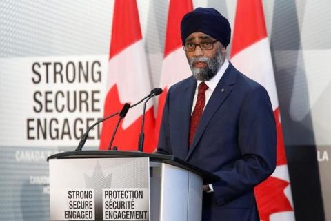 Canada's Defence Minister Harjit Sajjan speaks during a news conference announcing Canada's new defence policy in Ottawa, Ontario, Canada, June 7, 2017. PHOTO BY REUTERS/Chris Wattie
