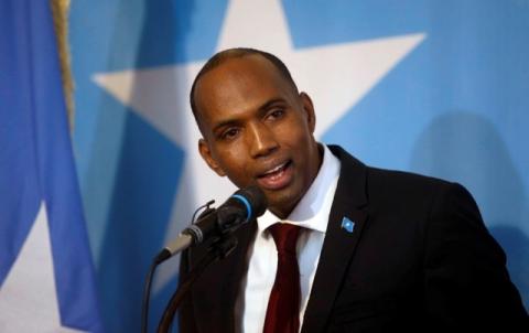 Somalia's newly appointed Prime Minister Hassan Ali Khaire addresses the Parliament seating where he was confirmed in Somalia's capital Mogadishu, March 1, 2017. PHOTO BY REUTERS/Feisal Omar