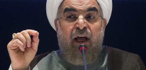 Iran's President Hassan Rouhani replies to a question during a news conference on the sidelines of the 69th United Nations General Assembly at United Nations Headquarters in New York