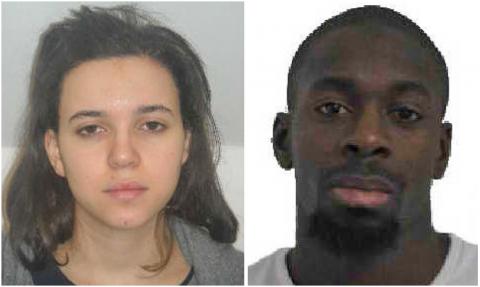 Hayat Boumeddiene (L) and Amedy Coulibaly, sought in the shooting death of a female police officer in Montrouge, near Paris. PHOTO BY REUTERS/Paris Prefecture de Police handout via Reuters