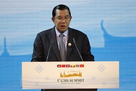 Cambodia's Prime Minister Hun Sen speaks during the opening ceremony of the 5th Greater Mekong Subregion (GMS) Summit at a hotel in Bangkok, December 20, 2014. PHOTO BY REUTERS/Chaiwat Subprasom