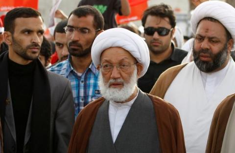 Bahrain's leading Shi'ite cleric Sheikh Isa Qassim takes part in an anti-government rally in Budaiya, west of Manama, Bahrai March 9, 2012. PHOTO BY REUTERS/Hamad I Mohammed