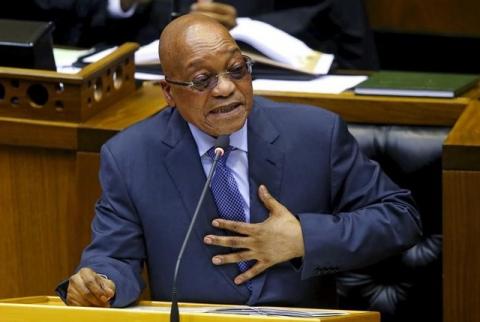 President Jacob Zuma answers questions at Parliament in Cape Town, South Africa, March 17, 2016. PHOTO BY REUTERS/Mike Hutchings