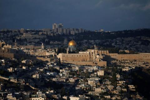 A general view of Jerusalem shows the Dome of the Rock, located in Jerusalem's Old City on the compound known to Muslims as Noble Sanctuary and to Jews as Temple Mount, December 6, 2017. PHOTO BY REUTERS/Ronen Zvulun