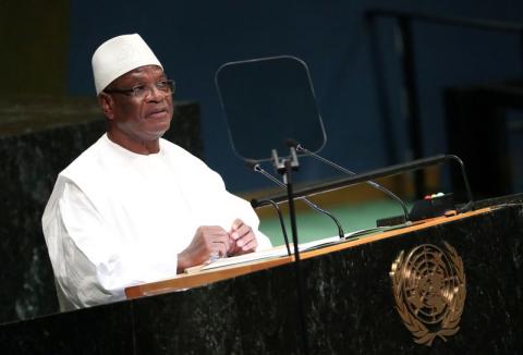 President of Mali Ibrahim Boubacar Keita speaks at the Nelson Mandela Peace Summit during the 73rd United Nations General Assembly in New York, U.S., September 24, 2018. PHOTO BY REUTERS/Carlo Allegri