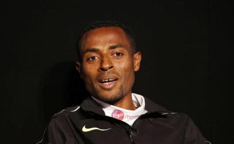 Ethiopia's Kenenisa Bekele during a press conference ahead of the 2016 Virgin Money London Marathon Action. PHOTO BY REUTERS/Peter Cziborra Livepic
