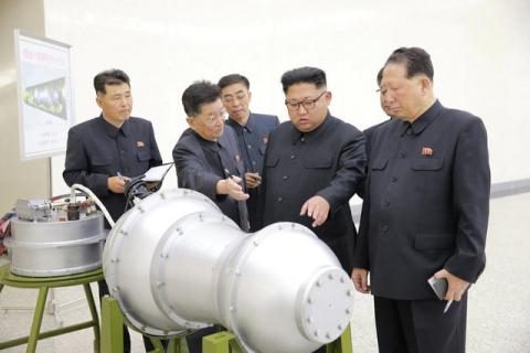 North Korean leader Kim Jong Un provides guidance on a nuclear weapons program in this undated photo released by North Korea's Korean Central News Agency (KCNA) in Pyongyang, September 3, 2017. PHOTO BY REUTERS/KCNA 