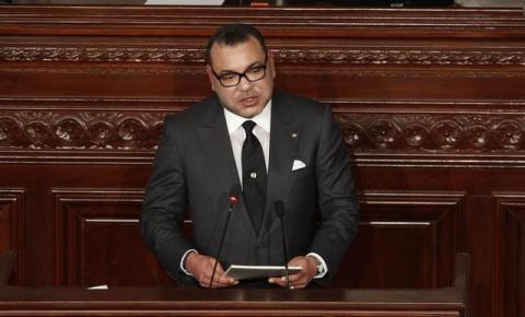 Morocco's King Mohammed VI delivers a speech at the Constituent Assembly in Tunis, May 31, 2014. PHOTO BY REUTERS/Zoubeir Souissi