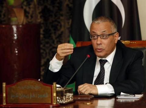Libyan Prime Minister Ali Zeidan speaks during a joint news conference