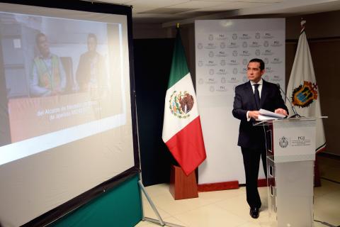 Prosecutor General of Justice for Veracruz, Luis Angel Bravo Contreras, speaks during a news conference about the case of journalist Moises Sanchez, who was kidnapped on Jan. 2 by armed men at his house, in Veracruz, January 25, 2015. PHOTO BY REUTERS/Oscar Martinez