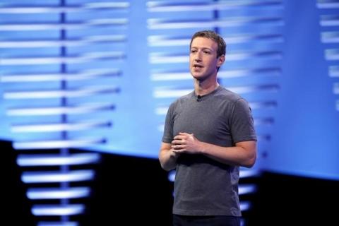 Facebook CEO Mark Zuckerberg speaks on stage during the Facebook F8 conference in San Francisco, California, April 12, 2016. PHOTO BY REUTERS/Stephen Lam