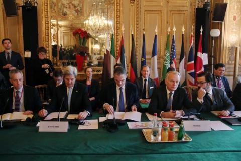 U.S. Secretary of State John Kerry (2ndL) and France's Foreign Minister Jean Marc Ayrault (2ndR) attend a meeting on Syria, in Paris, France, December 10, 2016. PHOTO BY REUTERS/Thibault Camus