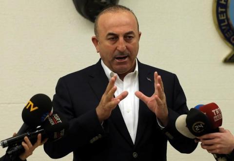 Turkish Foreign Minister Mevlut Cavusoglu speaks during a news conference at Ataturk International airport in Istanbul, Turkey, March 11, 2017. PHOTO BY REUTERS/Huseyin Aldemir