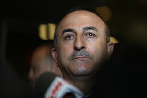 Turkish Foreign Minister Mevlut Cavusoglu speaks to the press in Manhattan, New York, U.S., December 21, 2017. PHOTO BY REUTERS/Amr Alfiky