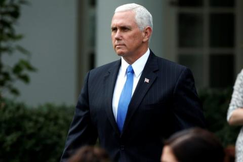 U.S. Vice President Mike Pence arrives before U.S. President Donald Trump and Singapore’s Prime Minister Lee Hsien Loong speak at a joint statement at the White House in Washington, DC, U.S., October 23, 2017. PHOTO BY REUTERS/Joshua Roberts