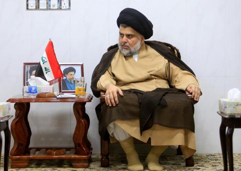 Iraqi Shi'ite cleric Moqtada al-Sadr meets with ambassadors of Turkey, Jordan, Saudi Arabia, Syria and Kuwait, in Najaf, Iraq, May 18, 2018. PHOTO BY REUTERS/Alaa al-Marjani