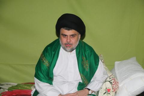 Iraqi Shi'ite Muslim leader Moqtada al-Sadr sits inside his tent during his sit-in inside the heavily guarded Green Zone in Baghdad, Iraq, March 27, 2016. PHOTO BY REUTERS/Wissm al-Okili