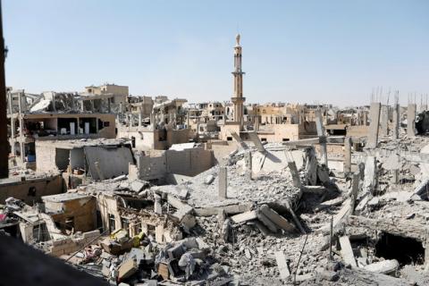 Damaged buildings are pictured during the fighting with Islamic State's fighters in the old city of Raqqa, Syria, August 19, 2017. PHOTO BY REUTERS/Zohra Bensemra
