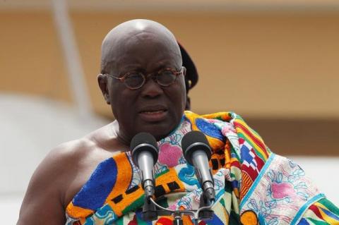 Ghana's President Nana Akufo-Addo speaks during his swearing-in ceremony at Independence Square in Accra, Ghana, January 7, 2017. PHOTO BY REUTERS/Luc Gnago