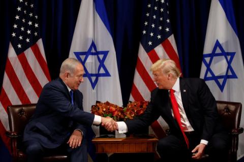 U.S. President Donald Trump meets with Israeli Prime Minister Benjamin Netanyahu in New York, U.S., September 18, 2017. PHOTO BY REUTERS/Kevin Lamarque