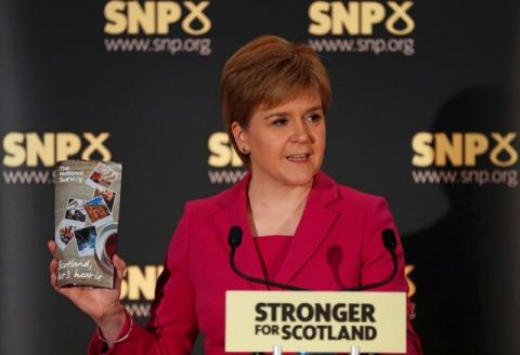 Scotland's First Minister Nicola Sturgeon speaks at the launch of the Scottish National Party's (SNP) "biggest ever political listening exercise", in Stirling, Scotland, Britain, September 2, 2016. PHOTO BY REUTERS/Russell Cheyne