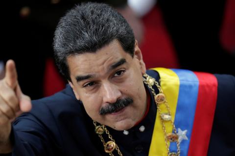 Venezuela's President Nicolas Maduro gestures as he arrives for a session of the National Constituent Assembly at Palacio Federal Legislativo in Caracas, Venezuela, August 10, 2017. PHOTO BY REUTERS/Ueslei Marcelino