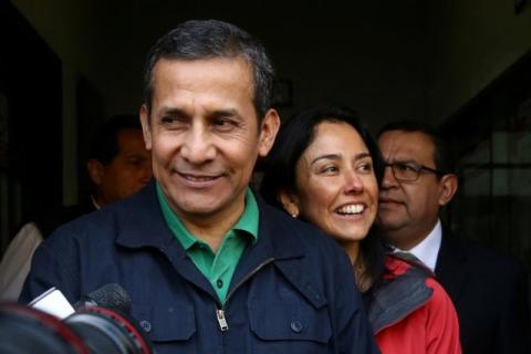 Peru's former President Ollanta Humala and former first lady Nadine Heredia leave the Nationalist Party headquarters in Lima, Peru, July 13, 2017. PHOTO BY REUTERS/Guadalupe Pardo