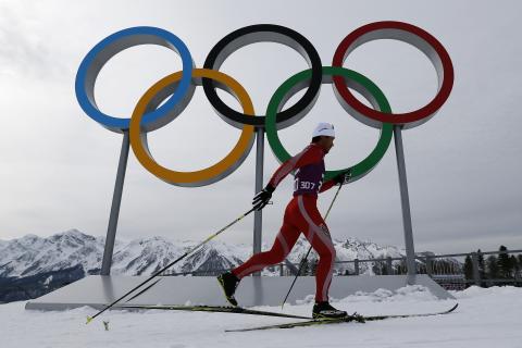 Dachhiri Dawa Sherpa of Nepal takes part in a cross-country training session for the 2014 Sochi Winter Olympic Games at the "Laura" cross-country and biathlon centre in Rosa Khutor