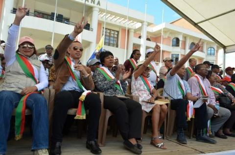 Madagascar opposition deputies attend a protest against new electoral laws in Antananarivo, Madagascar, April 25, 2018. PHOTO BY REUTERS/Clarel Faniry Rasoanaivo