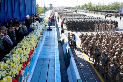 Iranian President Hassan Rouhani attends a military parade marking National Army Day in Tehran, Iran, April 17, 2016. PHOTO BY REUTERS/President.ir