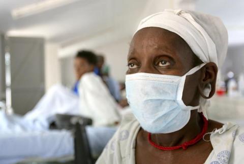 A patient who tested positive for extreme drug resistant tuberculosis (XDR-TB) awaits treatment at a rural hospital at Tugela Ferry in South Africa's impoverished KwaZulu Natal province