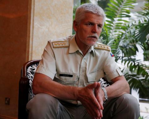 Chairman of NATO's military committee Petr Pavel speaks to Reuters on the sidelines of the IISS Shangri-La Dialogue in Singapore, June 3, 2016. PHOTO BY REUTERS/Edgar Su
