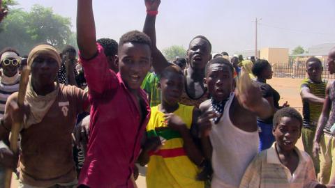 Anti-government protesters chant slogans in the streets of Gao, Mali, July 12, 2016. PHOTO BY REUTERS/Souleymane Ag Anara