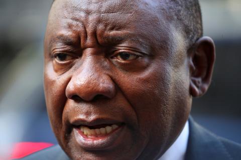 South Africa's President Cyril Ramaphosa speaks after his meeting with Britain's Prime Minister Theresa May in Downing Street, London, April 17, 2018. PHOTO BY REUTERS/Hannah McKay