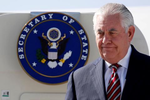 U.S. Secretary of State Rex Tillerson arrives at Djibouti–Ambouli International Airport in Djibouti, March 9, 2018. PHOTO BY REUTERS/Jonathan Ernst