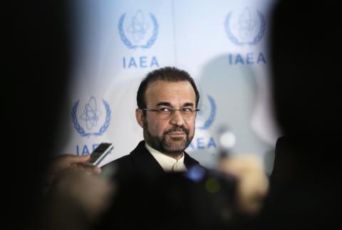 Iran's ambassador to the International Atomic Energy Agency (IAEA) Reza Najafi attends a news conference at the headquarters of the IAEA in Vienna